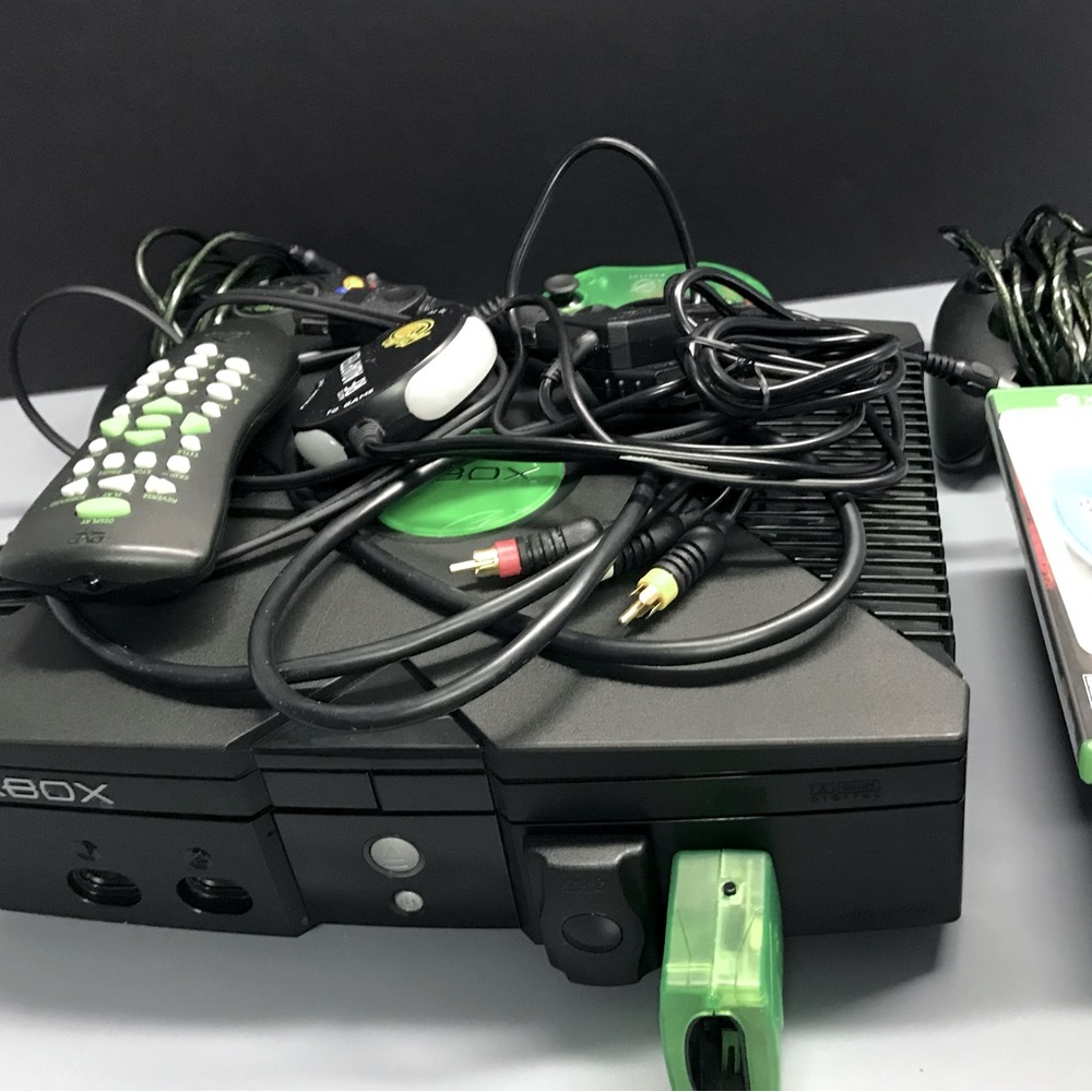 Original Xbox Lot - Console, seven games, cords, controllers, and more…